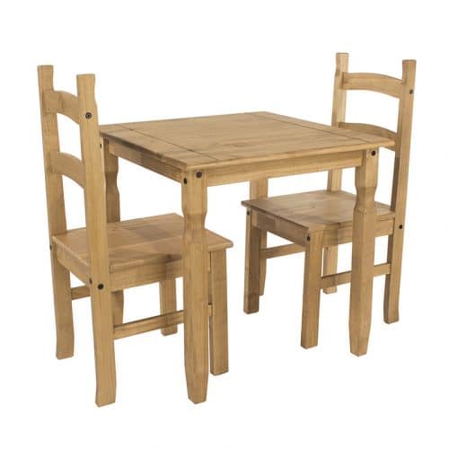 Square dining table and two chairs