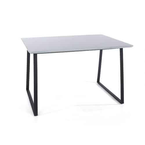 Rectangular grey gloss metal leg dining table - Image 3