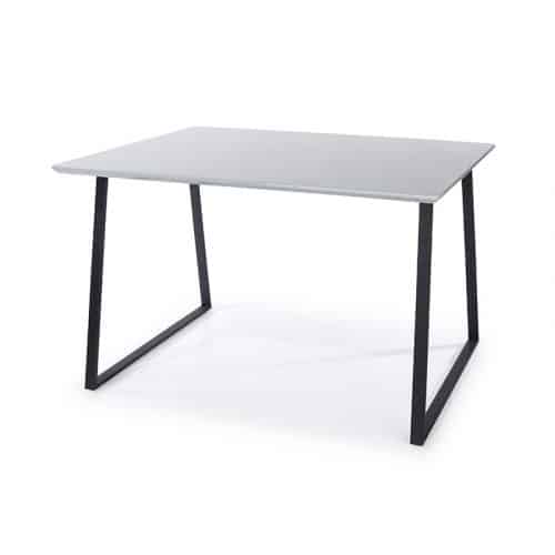Rectangular grey gloss metal leg dining table
