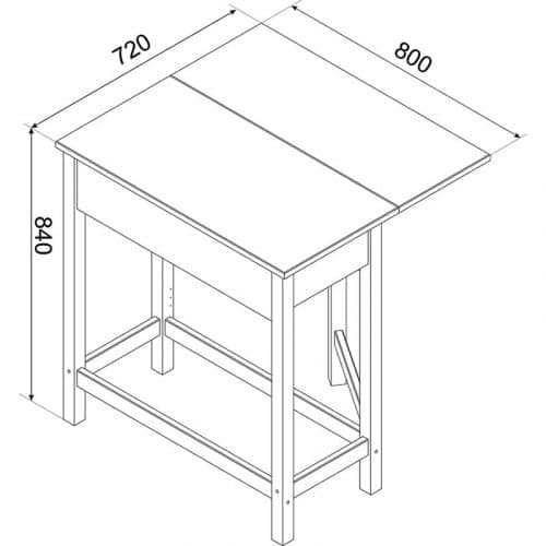 Drop-leaf breakfast table in grey with two stools