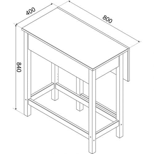 Drop-leaf breakfast table in grey with two stools