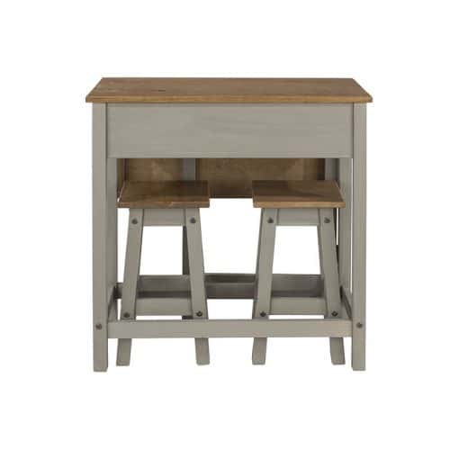 Drop-leaf breakfast table in grey with two stools