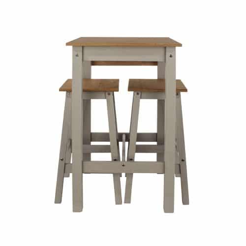 Breakfast drop-leaf table in grey with two stools - Image 2