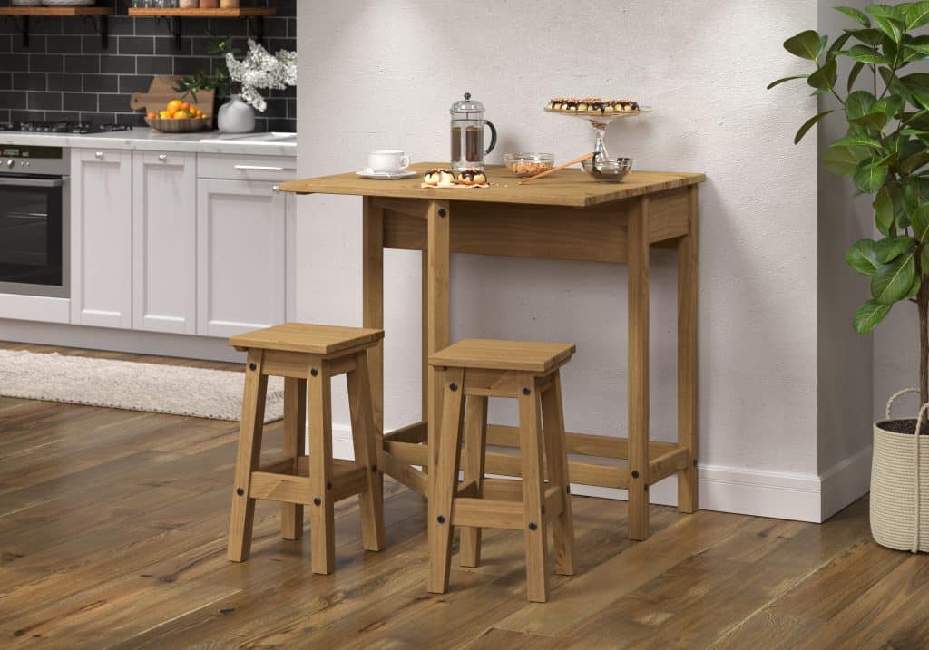 the drop-leaf breakfast table