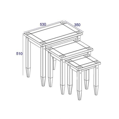 Antique wax effect nest of tables - Image 6