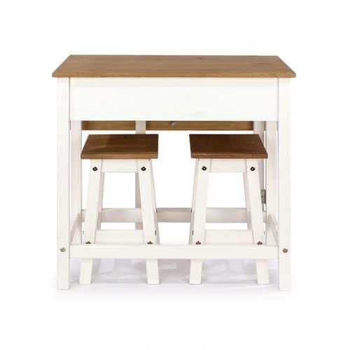 The white drop-leaf breakfast table and stool set - Image 5