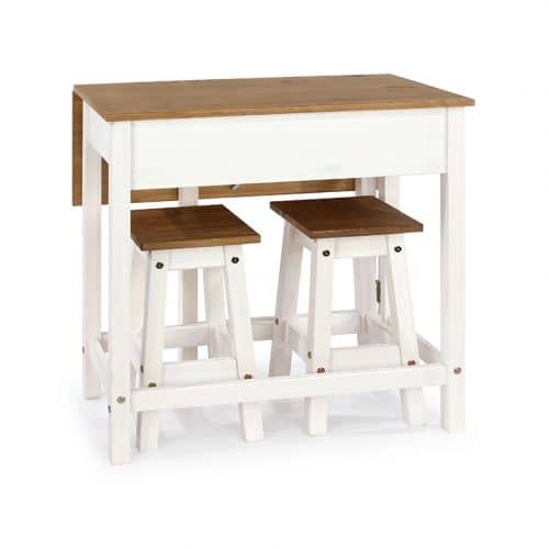 The white drop-leaf breakfast table and stool set - Image 6