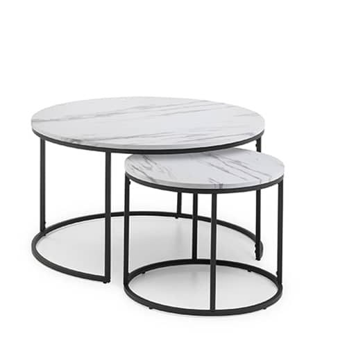 Image of the Bellini white marble round nesting coffee table