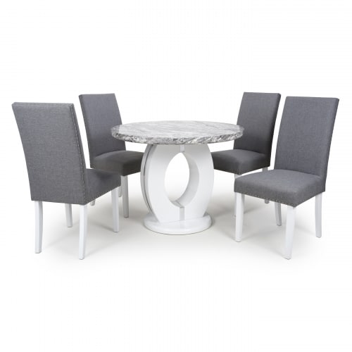 Image of the Neptune Round & 4 Randall Steel Grey Dining Set