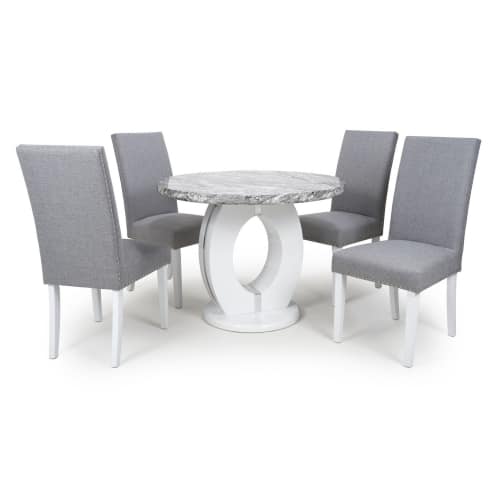 Image of the Neptune Round & 4 Randall Silver Grey Dining Set
