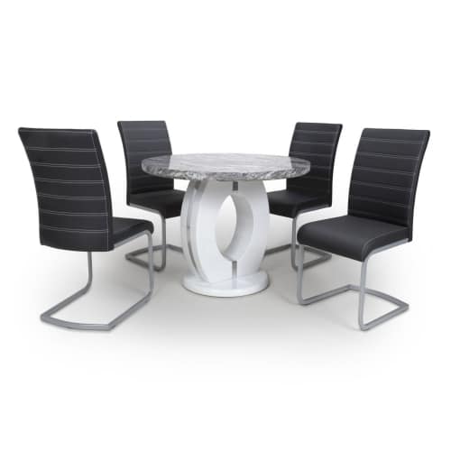 Image of the Neptune Round & 4 Callisto Black Dining Set