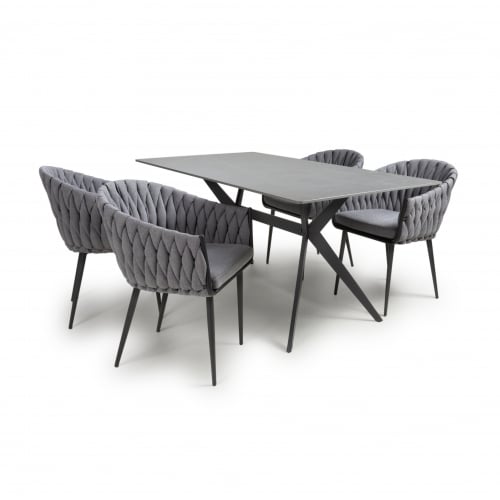 Timor 1.6m grey & 4 Pandora grey dining set