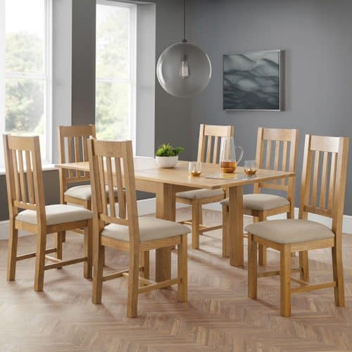 Astoria Flip Table _ Hereford Chairs (6) Open Roomset
