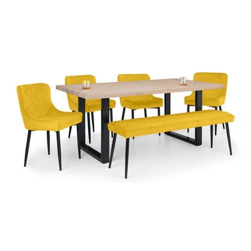 Berwick Dining Table 4 Luxe Mustard Chairs