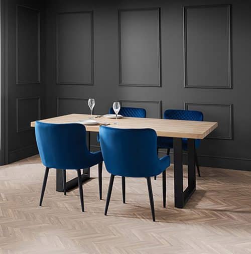 Berwick Dining Table & 4 Luxe Blue Chairs