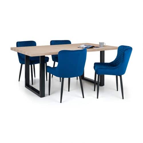 Berwick Dining Table & 4 Luxe Blue Chairs