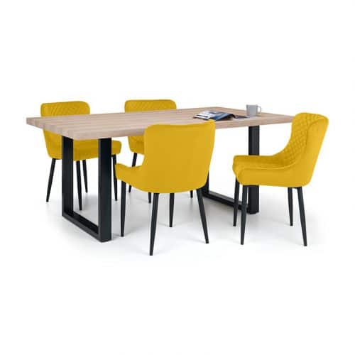 Berwick Dining Table & 4 Luxe Mustard Chairs