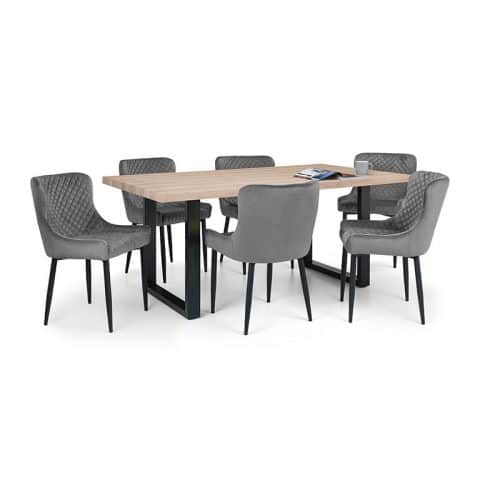 Berwick Dining Table & 6 Luxe Grey Chairs