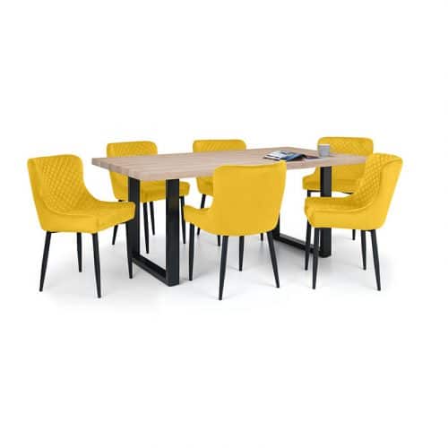 Berwick Dining Table & 6 Luxe Mustard Chairs