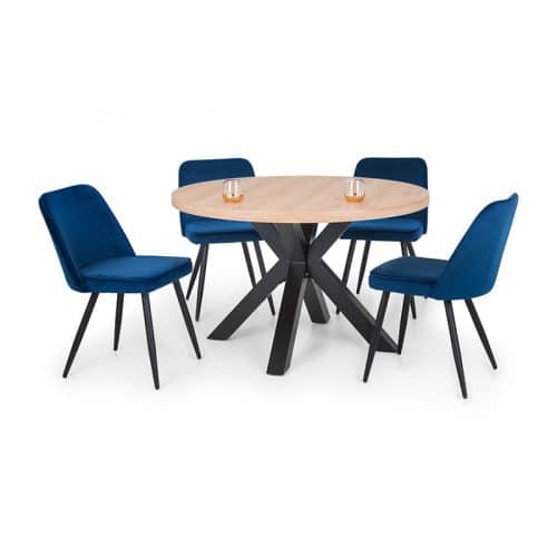 Berwick Round Table & 4 Burgess Blue Chairs