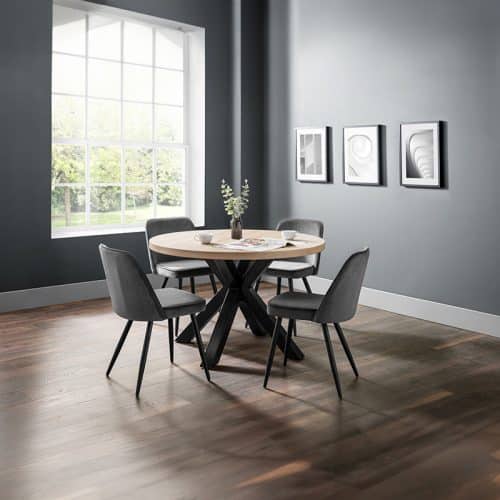 Berwick Round Table & 4 Burgess Grey Chairs