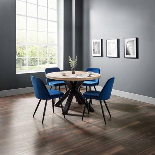 Berwick Round Table & 4 Burgess Blue Chairs