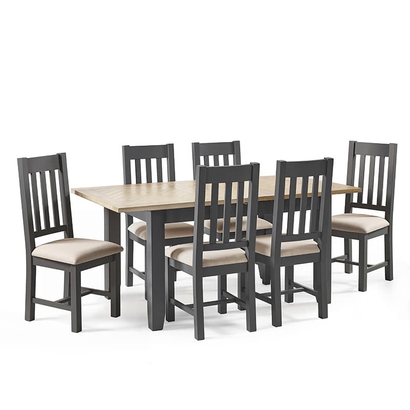 Bordeaux Dining Set (6 Chairs) - Dark Grey