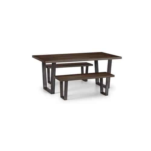 Brooklyn dining table & 2 benches - dark oak