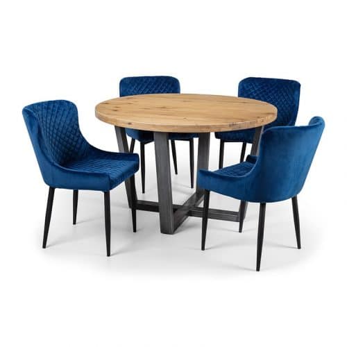 Brooklyn round & Luxe blue dining set