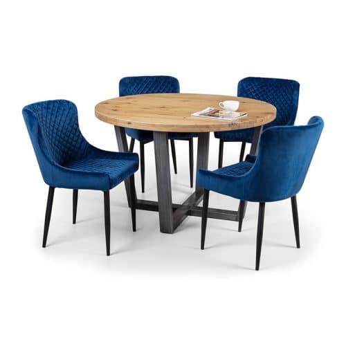 Brooklyn round & Luxe blue dining set