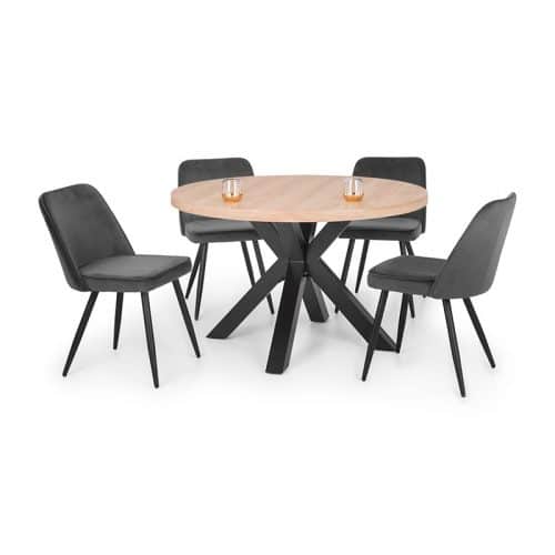 Berwick Round Table & 4 Burgess Grey Chairs