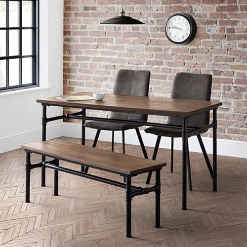 Carnegie dining table, bench & 2 monroe chairs