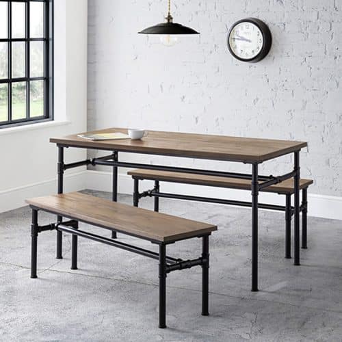 Carnegie dining table & 2 benches