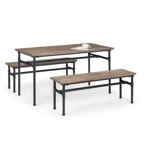 Carnegie dining table & 2 benches