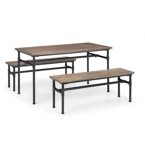 Carnegie dining table & 2 benches