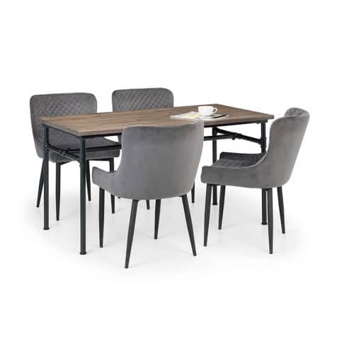 Carnegie dining table & 4 luxe grey chairs