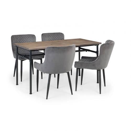 Carnegie dining table & 4 luxe grey chairs