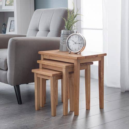 Cleo nest of tables - light oak finish