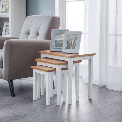 Cleo nest of tables - two tone white/oak finish