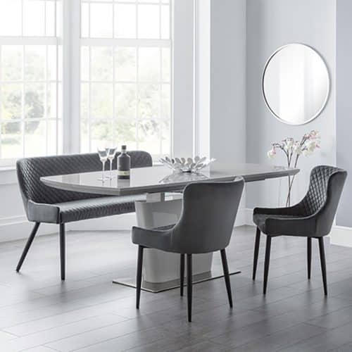 Como grey & Luxe grey dining set (2 chairs & bench)