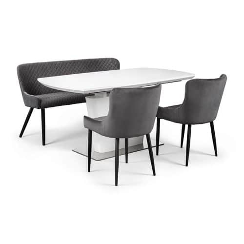 Como & Luxe grey dining set (2 chairs & bench)