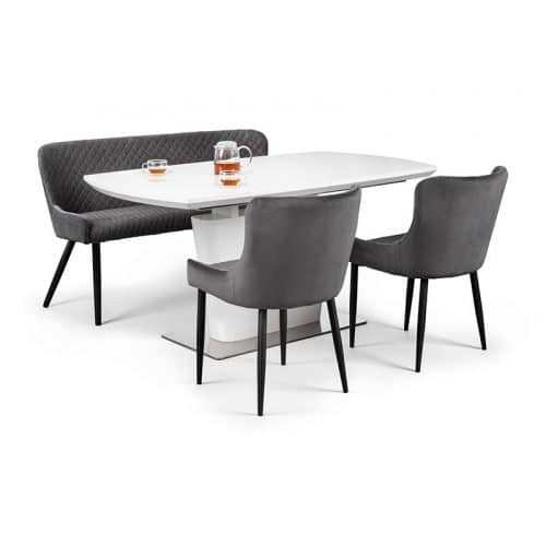 Como & Luxe grey dining set (2 chairs & bench)