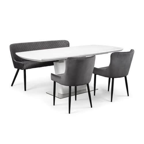 Como & Luxe grey dining set (2 chairs & bench)