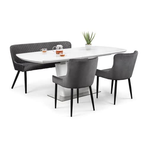 Como & Luxe grey dining set (2 chairs & bench)