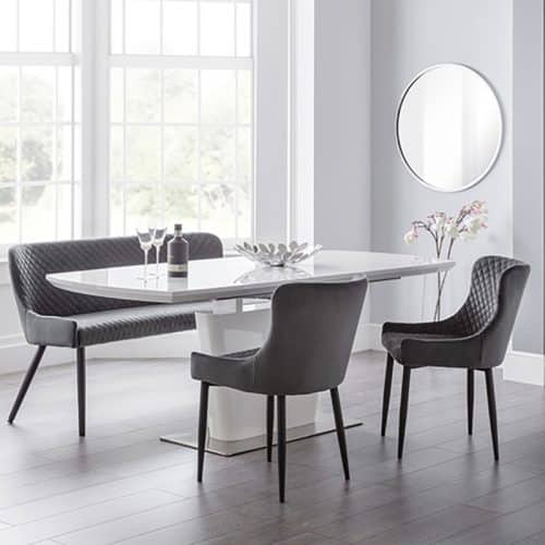 Como & Luxe grey dining set (2 chairs & bench)