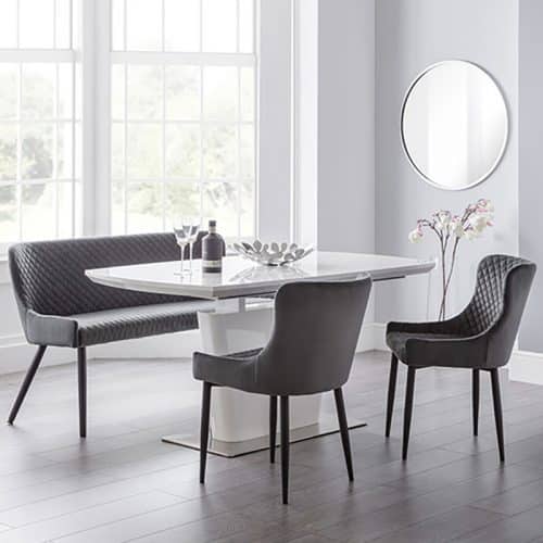 Como & Luxe grey dining set (2 chairs & bench)