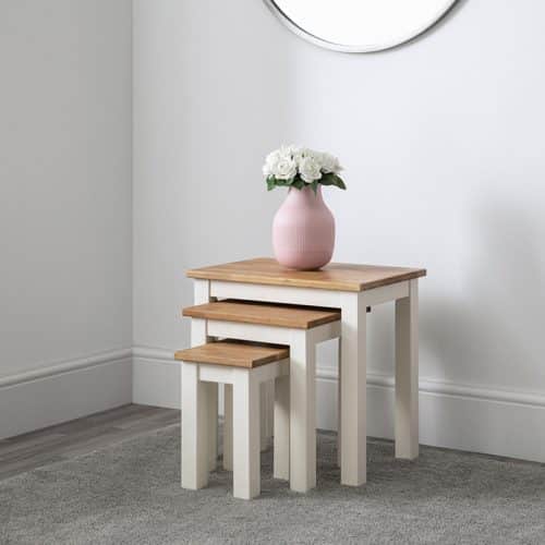 Coxmoor nest of 3 tables - Ivory & Oak - Image 2