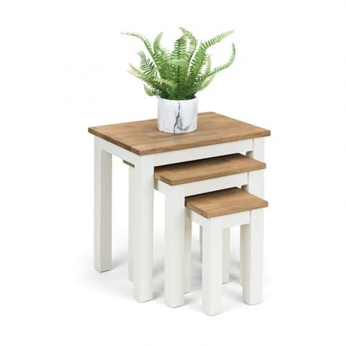 Coxmoor nest of 3 tables - Ivory & Oak - Image 3