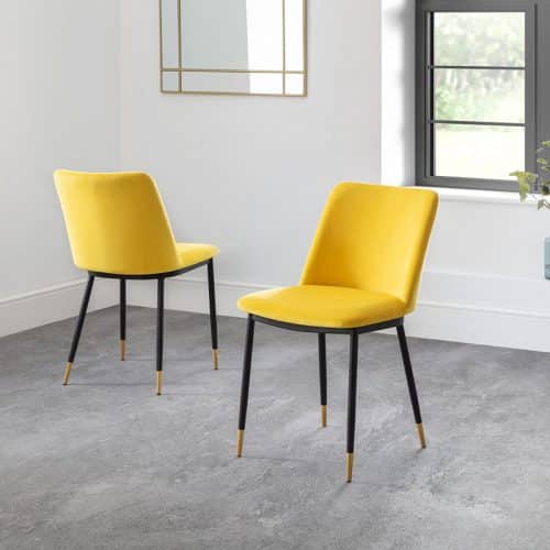 Findlay square dining table & 4 delaunay mustard chairs - Image 3