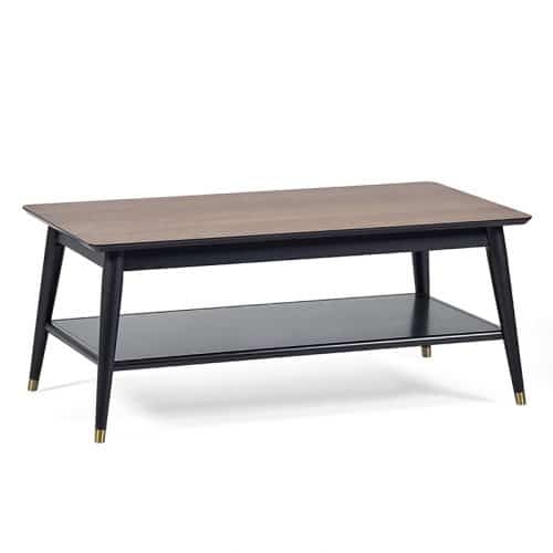 Findlay coffee table with shelf - Walnut & Black